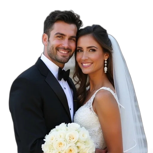 jewelry, umbrella, crown, dress, photorealistic, newlywed, couple, posing transparent PNG cut-out
