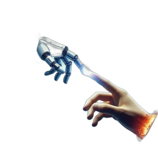 robot, weapon, sword, staff, 3d render, concept art, cyberpunk, vaporwave transparent PNG cut-out