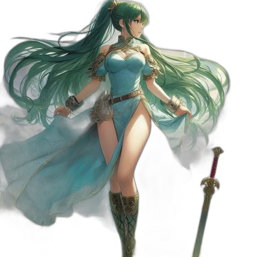 sword, dress, weapon, staff, fantasy art, concept art, anime, comic book art transparent PNG cut-out
