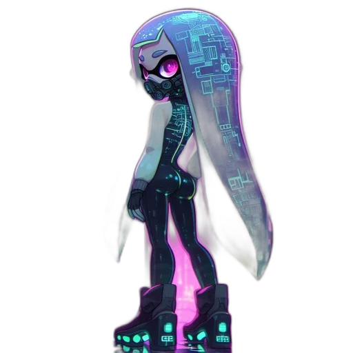 dress, robot, creature, jacket, concept art, vaporwave, cyberpunk, pixel art transparent PNG cut-out