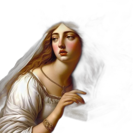face, dress, jewelry, photorealistic, oil painting, fantasy art, concept art, fire transparent PNG cut-out