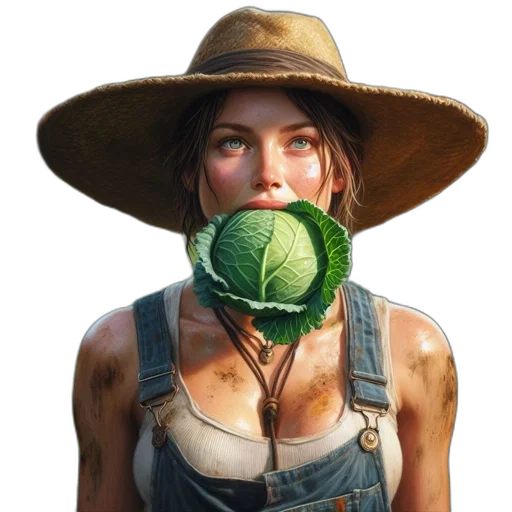 hat, face, food, mask, photorealistic, concept art, oil painting, fantasy art transparent PNG cut-out