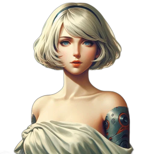 face, dress, jewelry, staff, fantasy art, concept art, photorealistic, pixel art transparent PNG cut-out