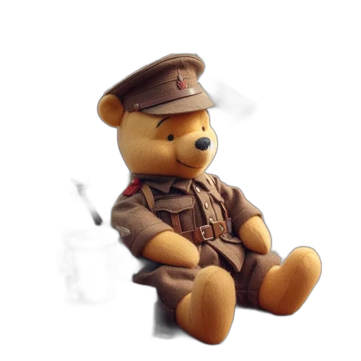 staff, 3d render, concept art, photorealistic, pixel art, toy, bear, dressed transparent PNG cut-out