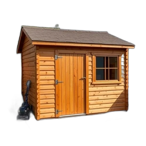 building, furniture, 3d render, wooden, shed, shingled, roof, window transparent PNG cut-out