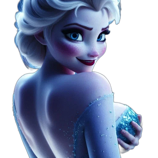 dress, face, 3d render, concept art, cartoon, photorealistic, snow, close-up transparent PNG cut-out