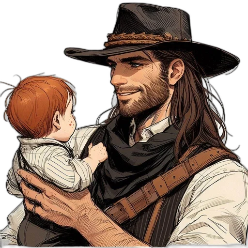 comic book art, concept art, photorealistic, fantasy art, man, long, hair, beard transparent PNG cut-out