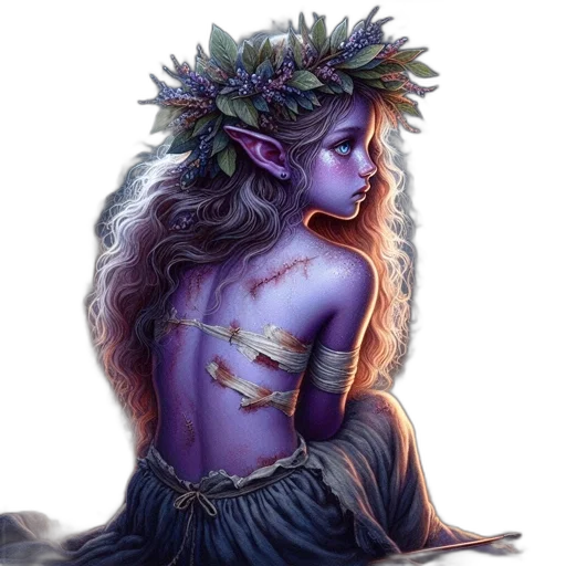 fantasy art, concept art, watercolor, photorealistic, dark, blue, ethereal, character transparent PNG cut-out