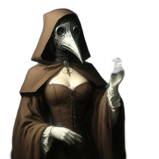dress, mask, staff, creature, concept art, fantasy art, comic book art, photorealistic transparent PNG cut-out