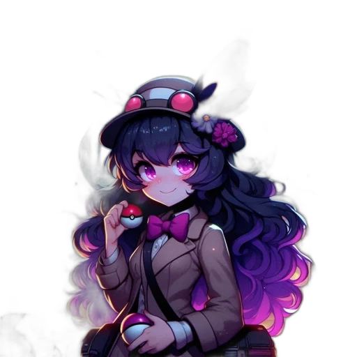 staff, hat, jacket, weapon, pixel art, anime, concept art, vaporwave transparent PNG cut-out