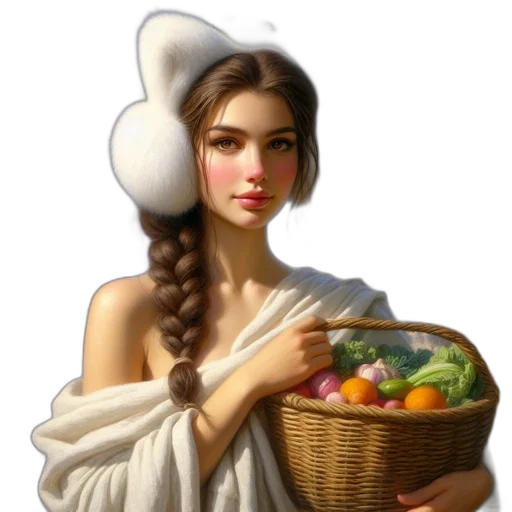 food, jewelry, dress, face, fantasy art, photorealistic, oil painting, concept art transparent PNG cut-out