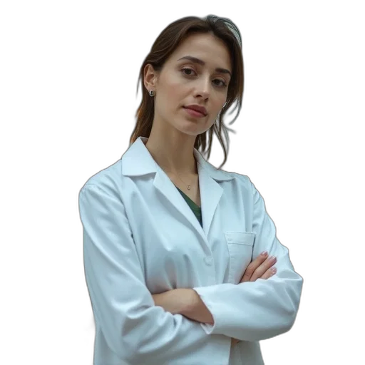 staff, face, jewelry, jacket, photorealistic, oil painting, woman, white transparent PNG cut-out