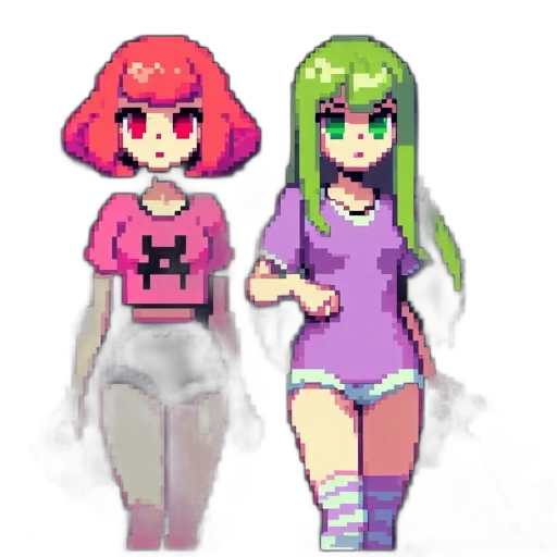 dress, pixel art, concept art, 3d render, anime, neon lights, neon, green transparent PNG cut-out