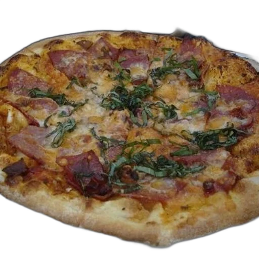 food, 3d render, photorealistic, delicious, pizza, pepperoni, cheese, fresh transparent PNG cut-out