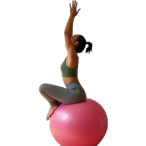 3d render, woman, performing, yoga, pose, large, pink, exercise transparent PNG cut-out