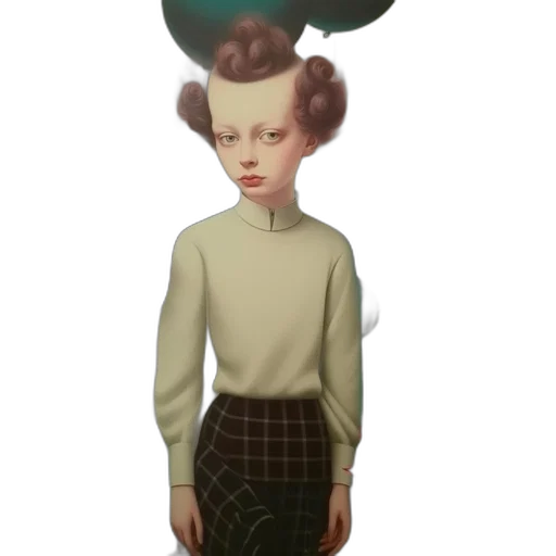 jacket, dress, staff, face, concept art, 3d render, fantasy art, cartoon transparent PNG cut-out