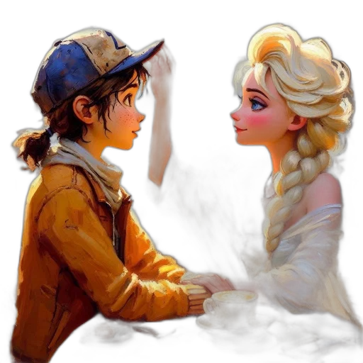 hat, fantasy art, oil painting, photorealistic, concept art, snow, fire, forest transparent PNG cut-out