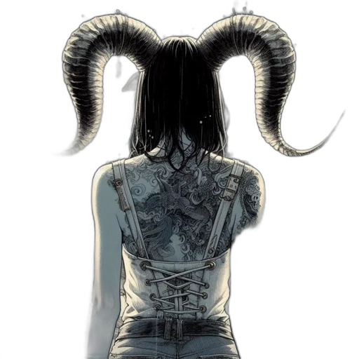 hair, creature, mask, dress, concept art, fantasy art, comic book art, pixel art transparent PNG cut-out