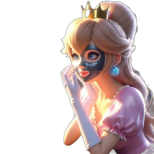 crown, mask, dress, face, concept art, fantasy art, 3d render, anime transparent PNG cut-out