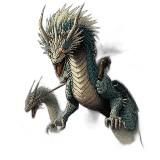 dragon, creature, animal, staff, concept art, fantasy art, 3d render, photorealistic transparent PNG cut-out