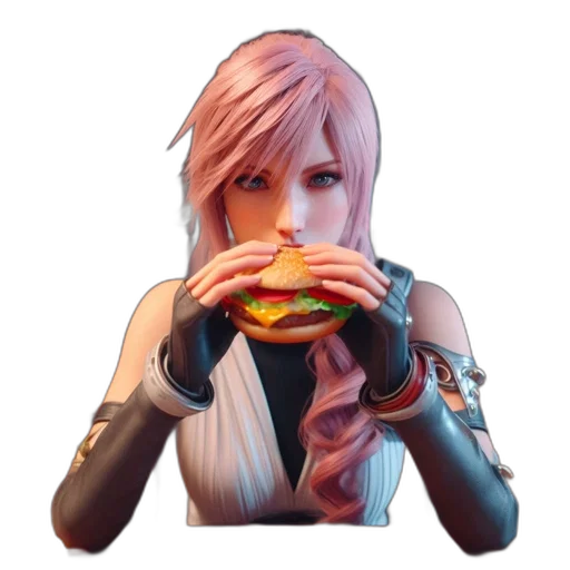 food, face, weapon, concept art, pixel art, fantasy art, photorealistic, woman transparent PNG cut-out