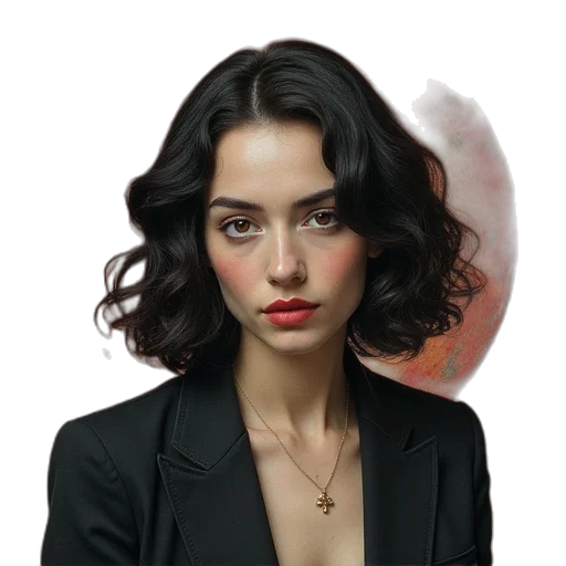 face, jacket, jewelry, staff transparent PNG cut-out