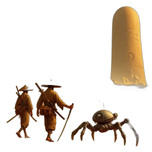 creature, hat, weapon, animal, concept art, 3d render, fantasy art, photorealistic transparent PNG cut-out