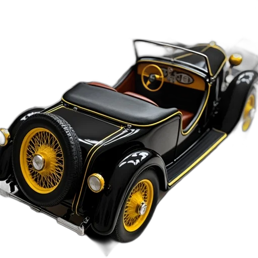 car, 3d render, concept art, photorealistic, vintage, black, yellow, classic transparent PNG cut-out