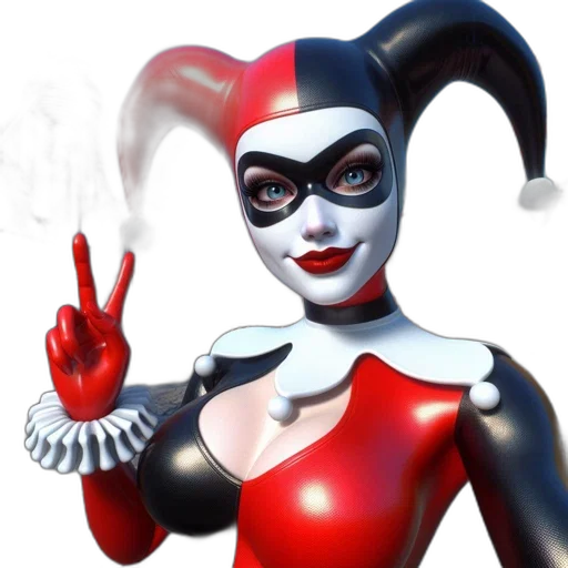 concept art, comic book art, 3d render, cartoon, character, dressed, harley, quinn transparent PNG cut-out