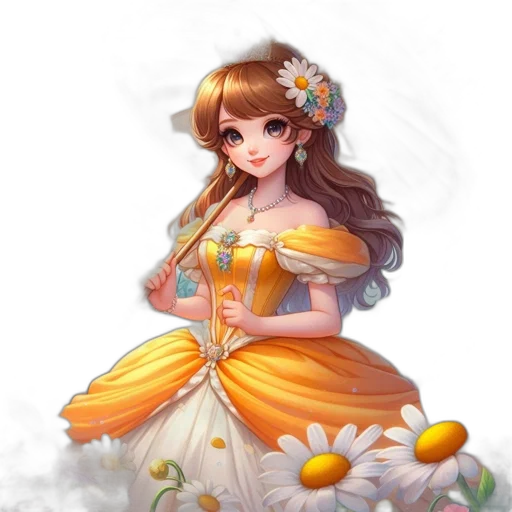 dress, staff, crown, jewelry, fantasy art, concept art, pixel art, photorealistic transparent PNG cut-out