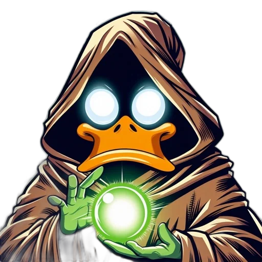 mask, comic book art, concept art, pixel art, duck-like, character, hooded, robe transparent PNG cut-out