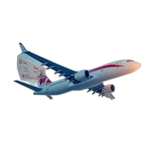 3d render, photorealistic, plane, boarding, pass, template, airline, tickets transparent PNG cut-out