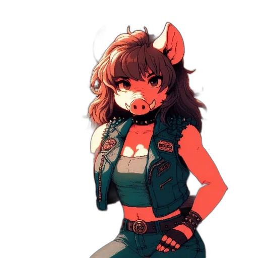 jacket, staff, animal, creature, pixel art, concept art, anime, cyberpunk transparent PNG cut-out