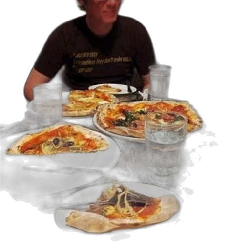 food, photorealistic, 3d render, concept art, oil painting, person, sits, table transparent PNG cut-out