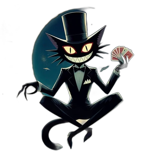 hat, staff, concept art, cartoon, comic book art, anthropomorphic, cat, formally transparent PNG cut-out
