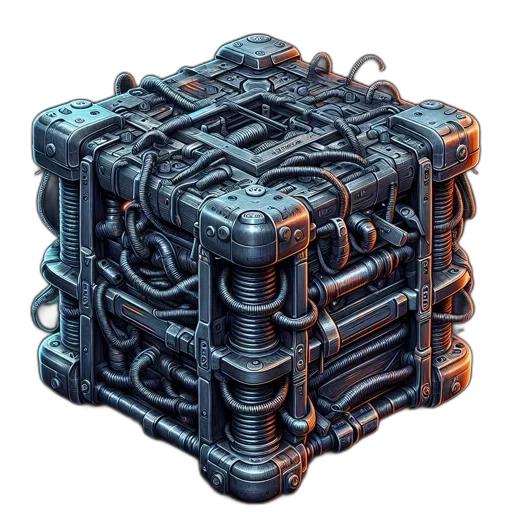 weapon, robot, crown, jewelry, concept art, 3d render, pixel art, cyberpunk transparent PNG cut-out