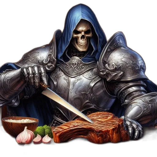 food, sword, weapon, mask, fantasy art, concept art, pixel art, photorealistic transparent PNG cut-out