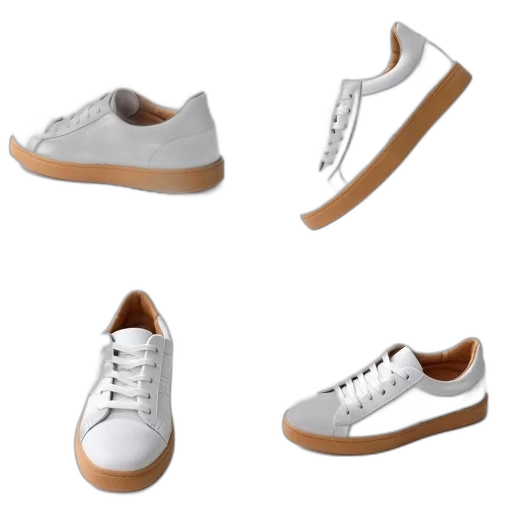 shoes, 3d render, photorealistic, monochrome, earth tones, pair, white, sneakers transparent PNG cut-out