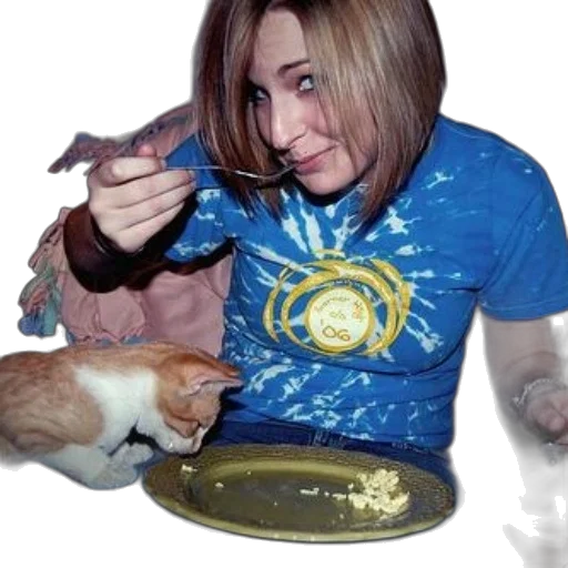 food, animal, creature, woman, tie-dye, shirt, eats, cereal transparent PNG cut-out