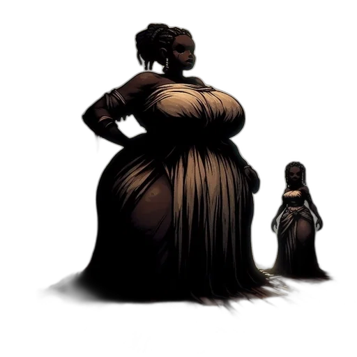 dress, hair, concept art, comic book art, pixel art, fantasy art, dark, large transparent PNG cut-out