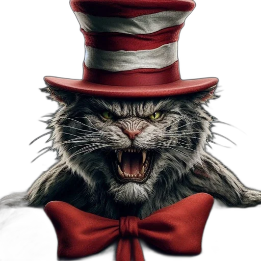 animal, hat, photorealistic, concept art, fierce, striped-topped, cat, tall transparent PNG cut-out