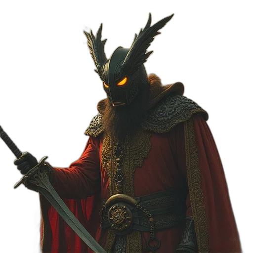 mask, dragon, staff, crown transparent PNG cut-out