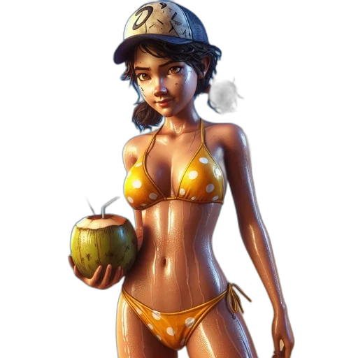concept art, fantasy art, pixel art, comic book art, fire, beach, animated, character transparent PNG cut-out