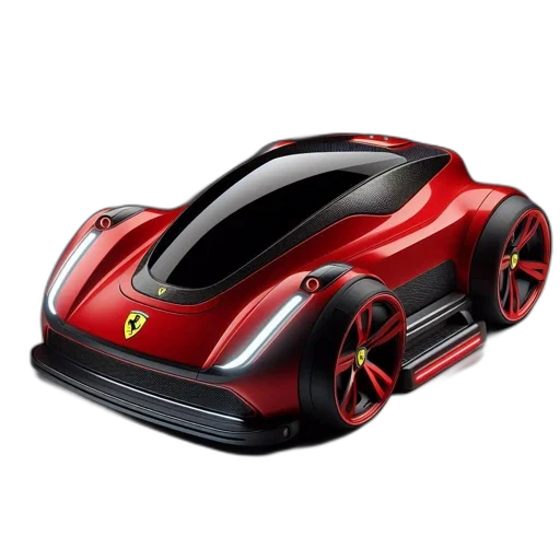 car, 3d render, photorealistic, concept art, futuristic-styled, ferrari, sports, bold transparent PNG cut-out