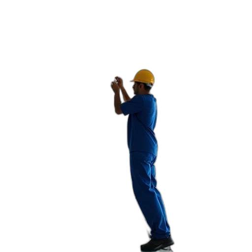 staff, robot, hat, weapon, 3d render, concept art, person, yellow transparent PNG cut-out