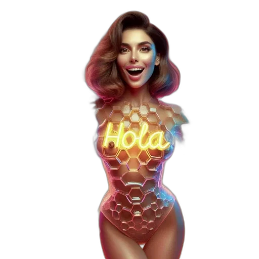 dress, pixel art, concept art, fantasy art, cartoon, neon lights, neon, beekeeper transparent PNG cut-out