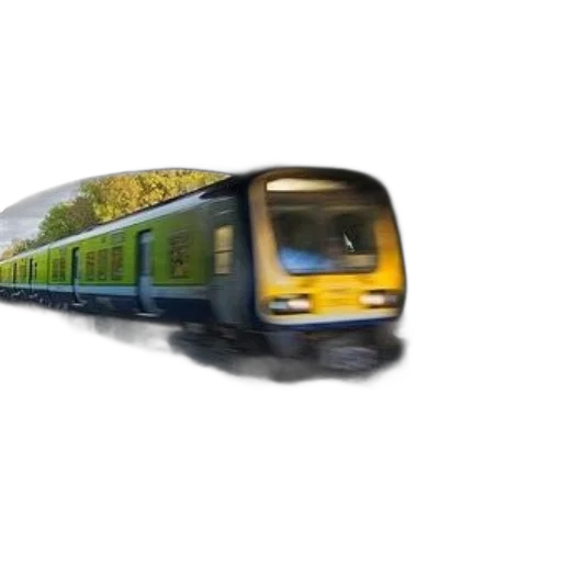 car, photorealistic, 3d render, vibrant, green, yellow, train, speeds transparent PNG cut-out
