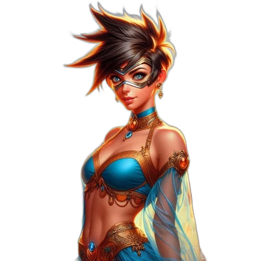 jewelry, dress, staff, fantasy art, concept art, pixel art, comic book art, blue transparent PNG cut-out