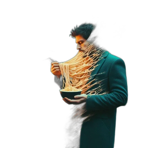 mask, jacket, robot, food, 3d render, concept art, vaporwave, pixel art transparent PNG cut-out
