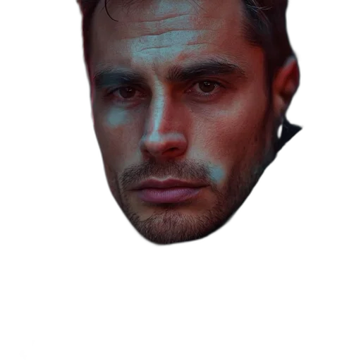 face, mask, hat, jacket, photorealistic, concept art, 3d render, pixel art transparent PNG cut-out